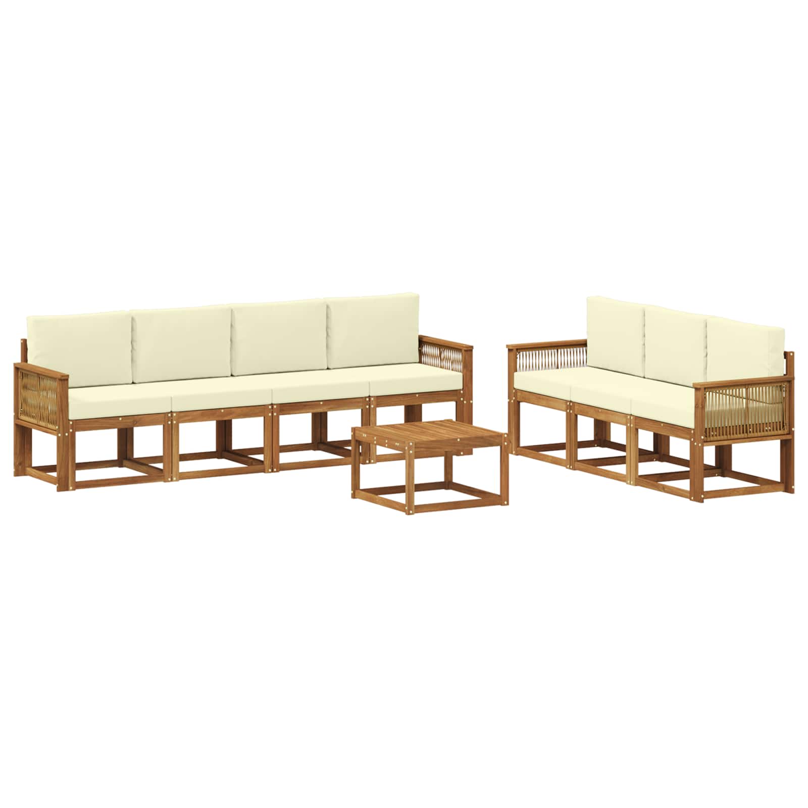 vidaXL Outdoor-Sofagarnitur 8 pcs Natur und Creme Polyester