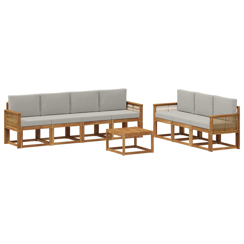 vidaXL Outdoor-Sofagarnitur 8 pcs Natürlich und Hellgrau Polyester