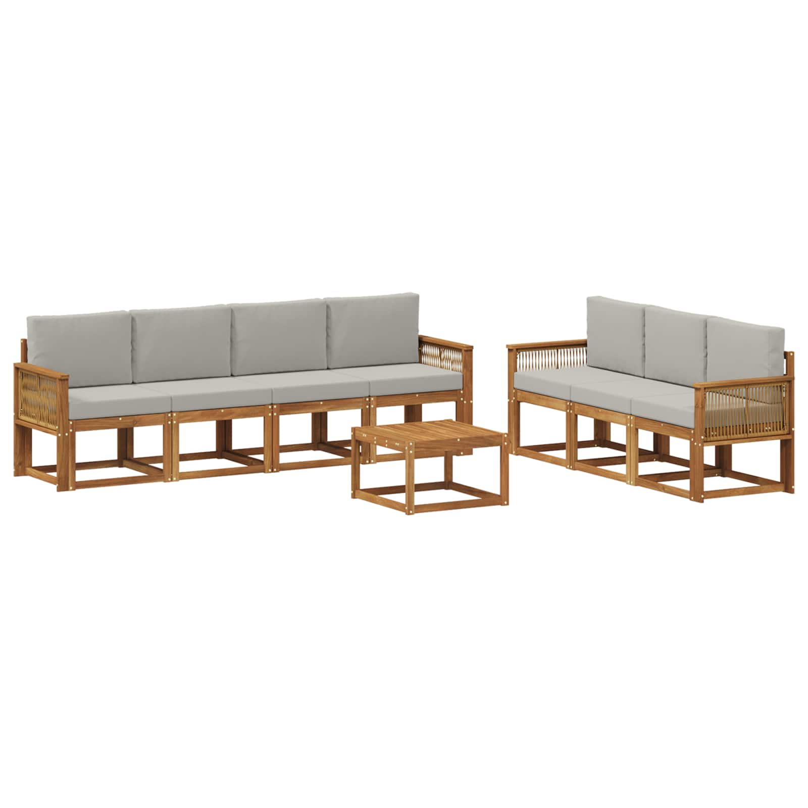 vidaXL Outdoor-Sofagarnitur 8 pcs Natürlich und Hellgrau Polyester