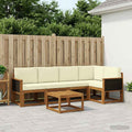 vidaXL Outdoor-Sofagarnitur 6 pcs Natur und Creme Massivholz Akazie