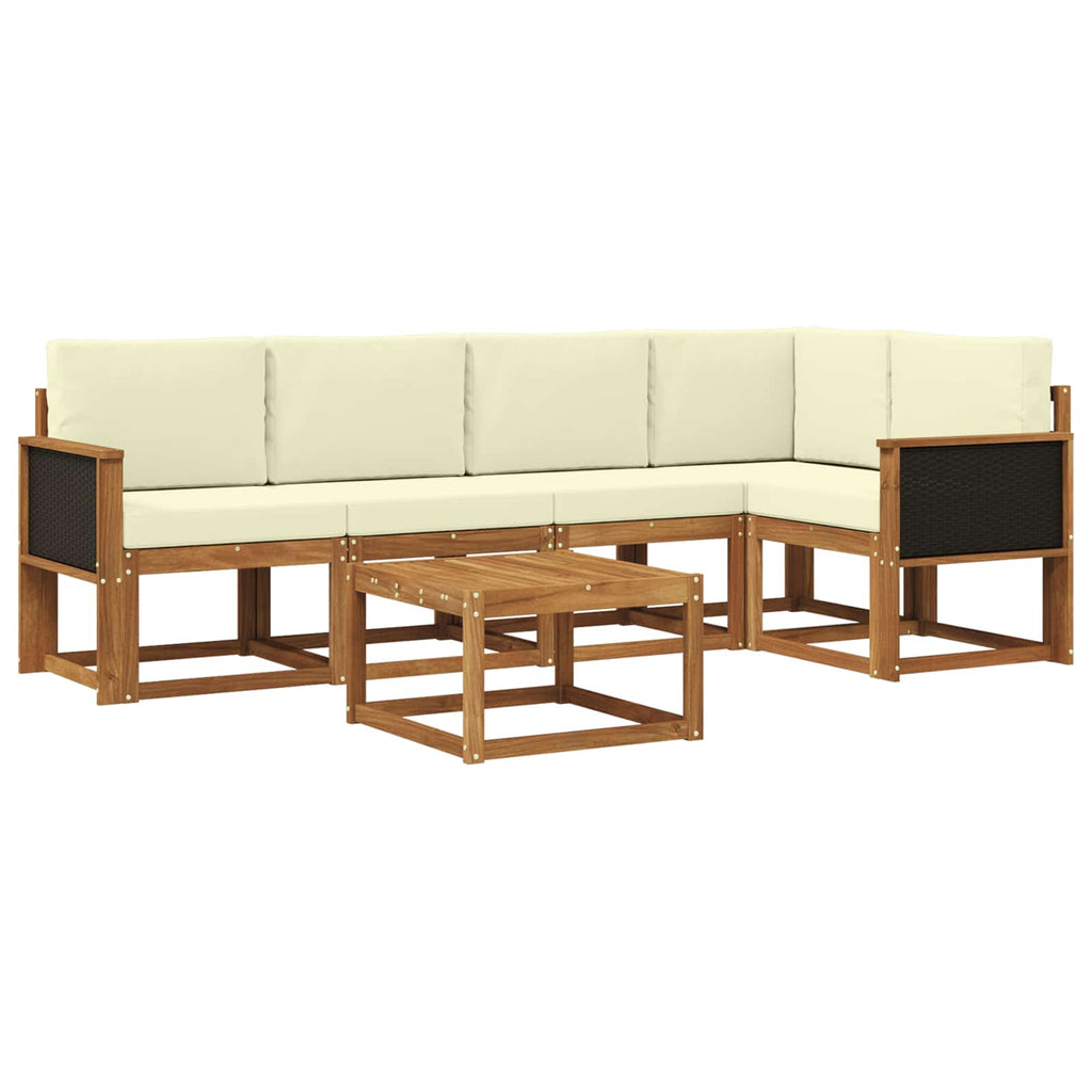 vidaXL Outdoor-Sofagarnitur 6 pcs Natur und Creme Massivholz Akazie