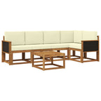 vidaXL Outdoor-Sofagarnitur 6 pcs Natur und Creme Massivholz Akazie