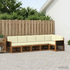 vidaXL Outdoor-Sofagarnitur mit Kissen 6 pcs Natur und Creme Polyester