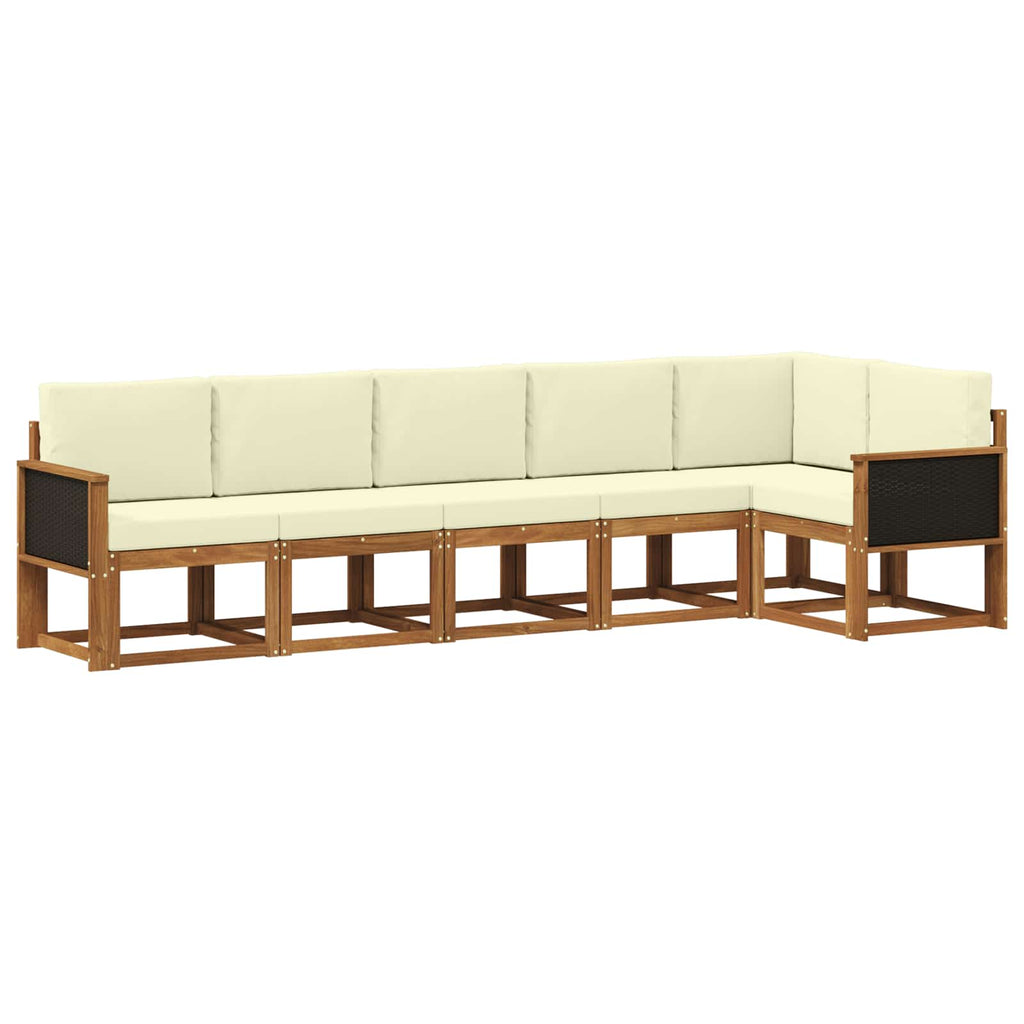 vidaXL Outdoor-Sofagarnitur mit Kissen 6 pcs Natur und Creme Polyester