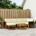 vidaXL Outdoor-Sofagarnitur 7 pcs Natur und Beige Massivholz Akazie
