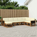 vidaXL Outdoor-Sofagarnitur 8 pcs Natur und Creme Massivholz Akazie