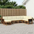 vidaXL Outdoor-Sofagarnitur 8 pcs Natur und Creme Massivholz Akazie