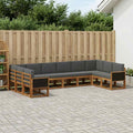 vidaXL Outdoor-Sofagarnitur 10 pcs Natur und Anthrazit