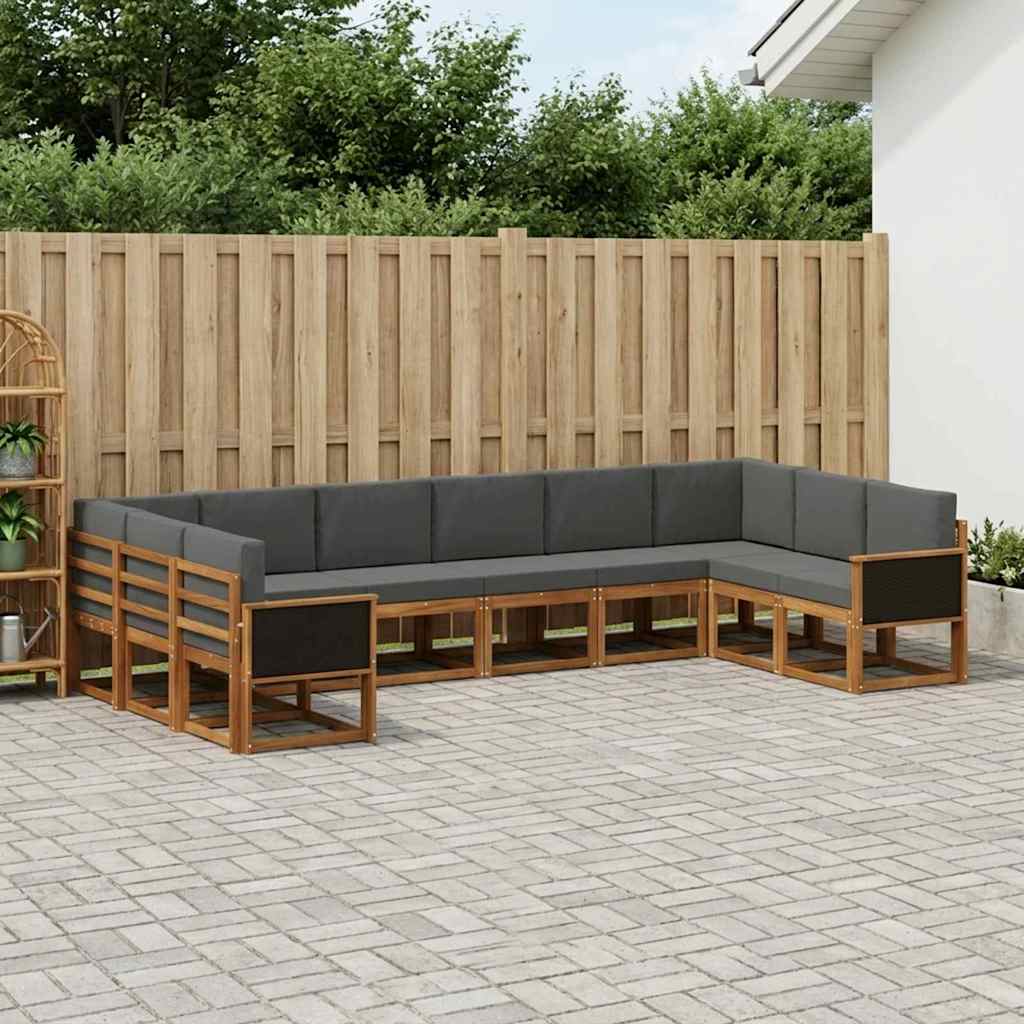 vidaXL Outdoor-Sofagarnitur 10 pcs Natur und Anthrazit