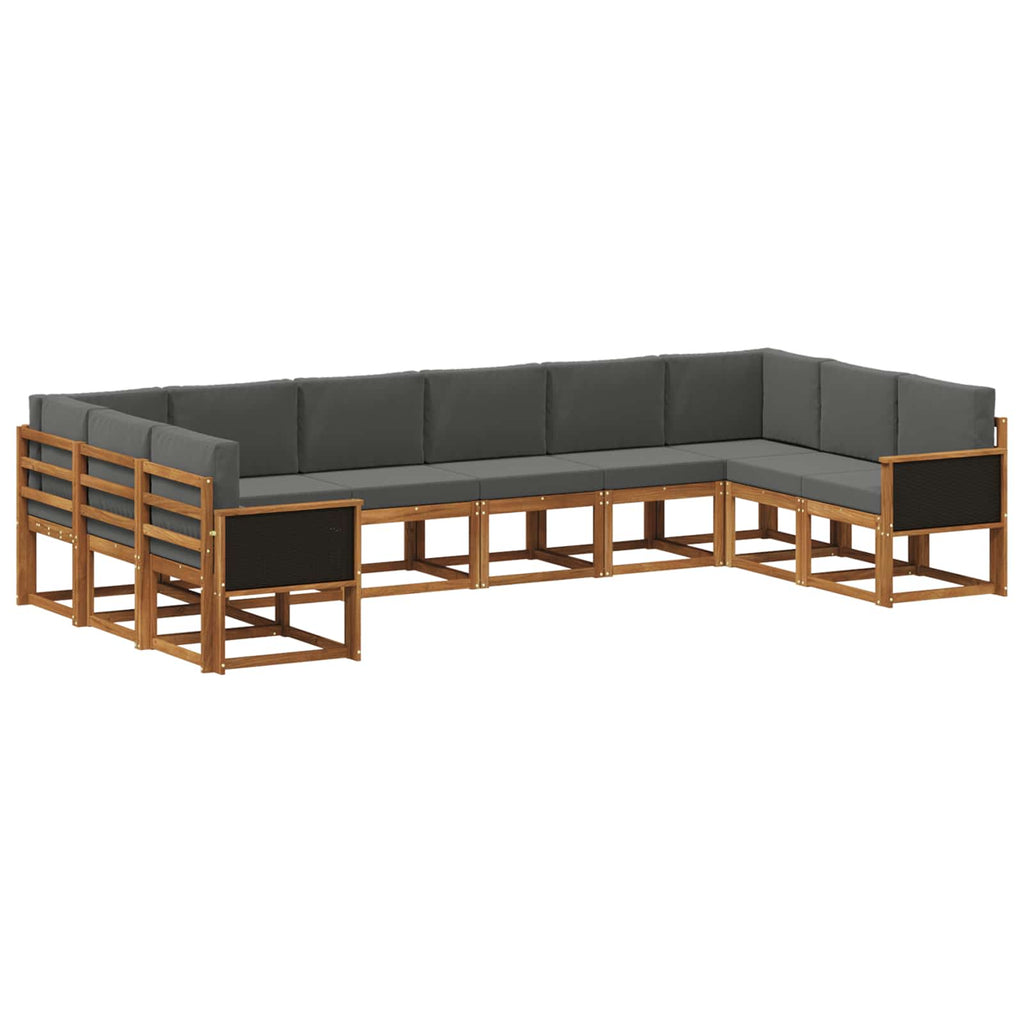 vidaXL Outdoor-Sofagarnitur 10 pcs Natur und Anthrazit