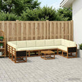 vidaXL Outdoor-Sofagarnitur 11 pcs Natur und Creme Massivholz Akazie