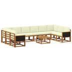 vidaXL Outdoor-Sofagarnitur 11 pcs Natur und Creme Massivholz Akazie
