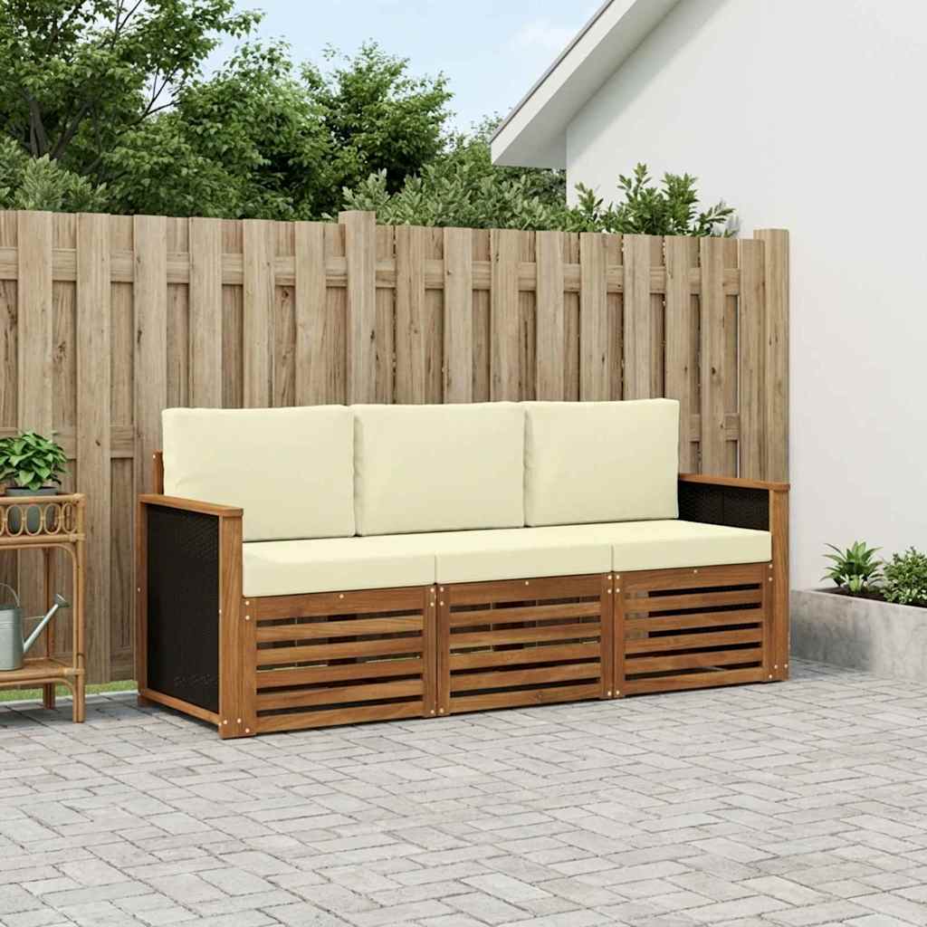 vidaXL Sofagarnituren mit Kissen 3 pcs Massivholz Akazie