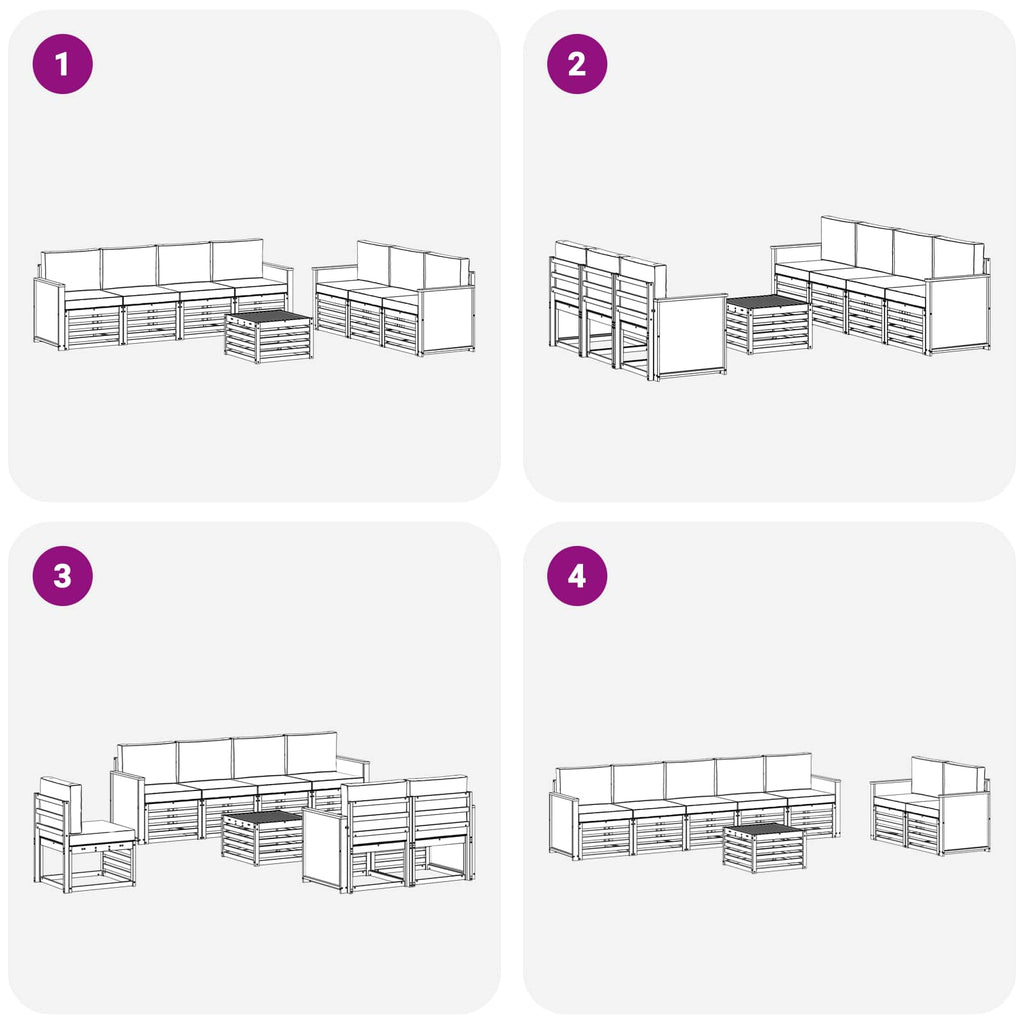 vidaXL Sofagarnituren mit Kissen 8 pcs Massivholz Akazie