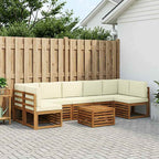 vidaXL Outdoor-Sofagarnitur 8 pcs Natur und Creme Massivholz Akazie
