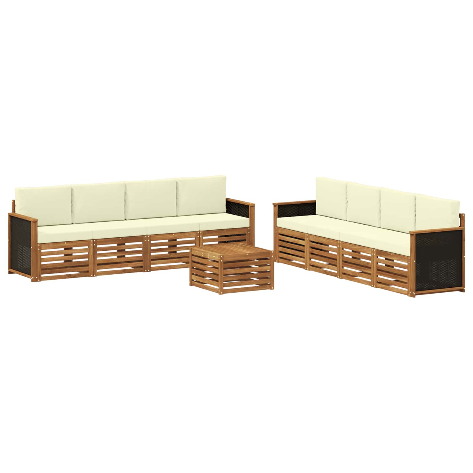 vidaXL Sofagarnituren mit Kissen 9 pcs Massivholz Akazie