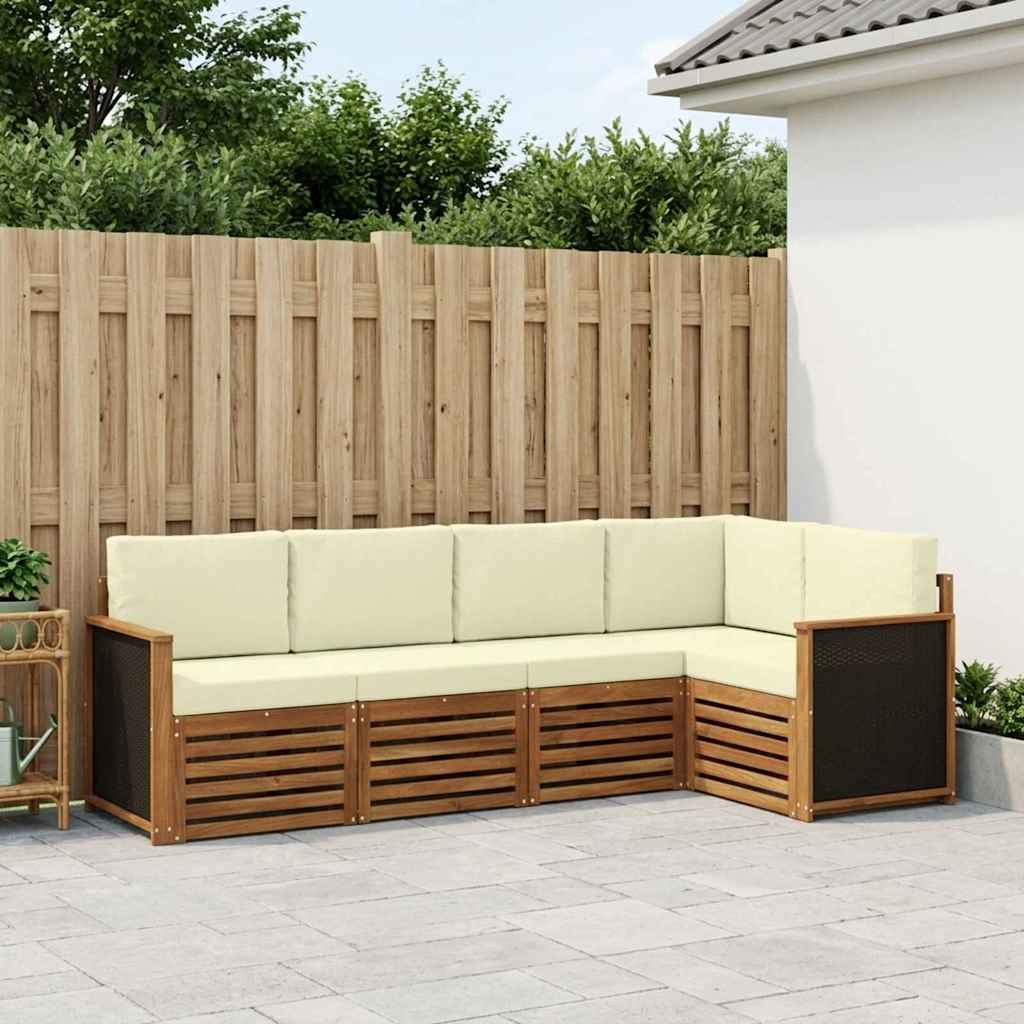 vidaXL Ecksofa Set mit Kissen 4 pcs Natur und Creme