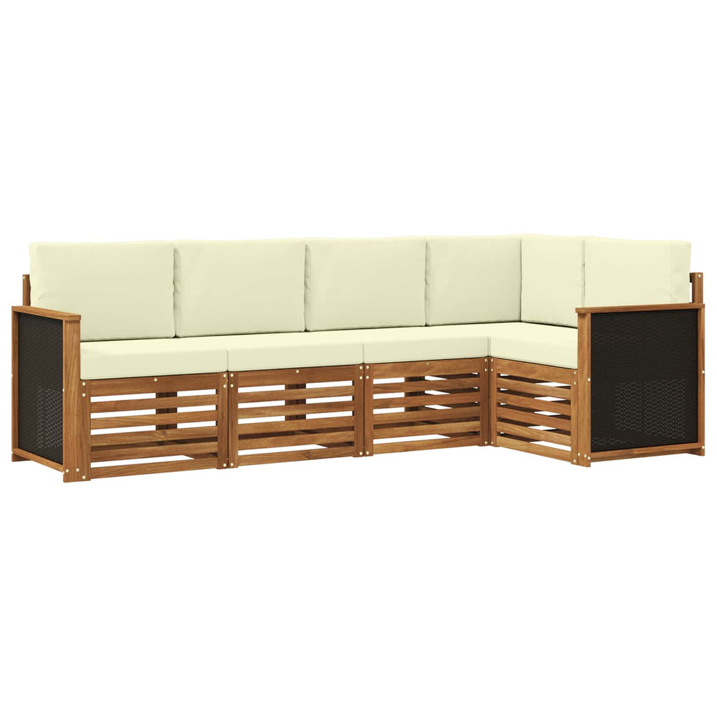 vidaXL Ecksofa Set mit Kissen 4 pcs Natur und Creme
