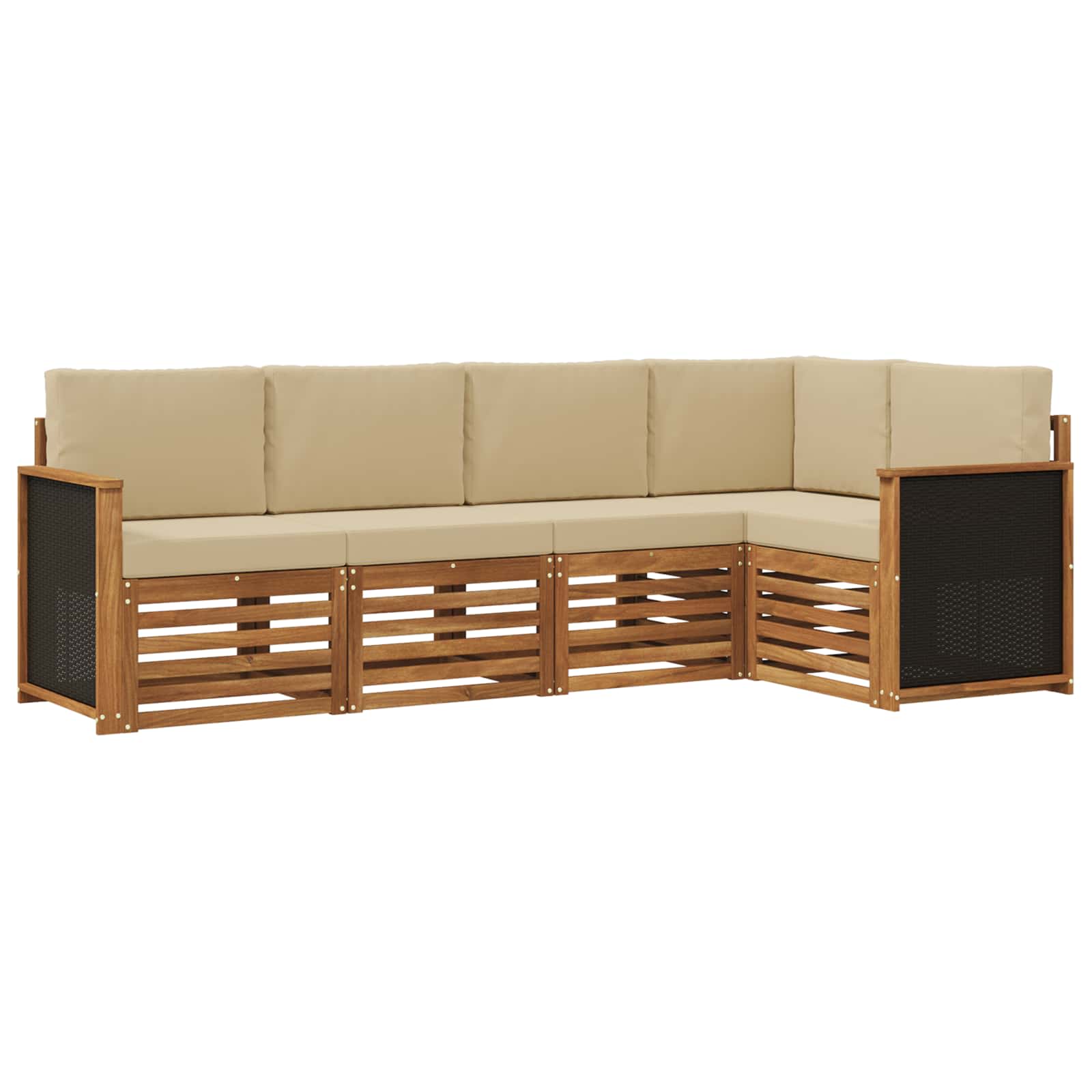 vidaXL Ecksofa Set 4 pcs Natur Massives Akazienholz und Polyester