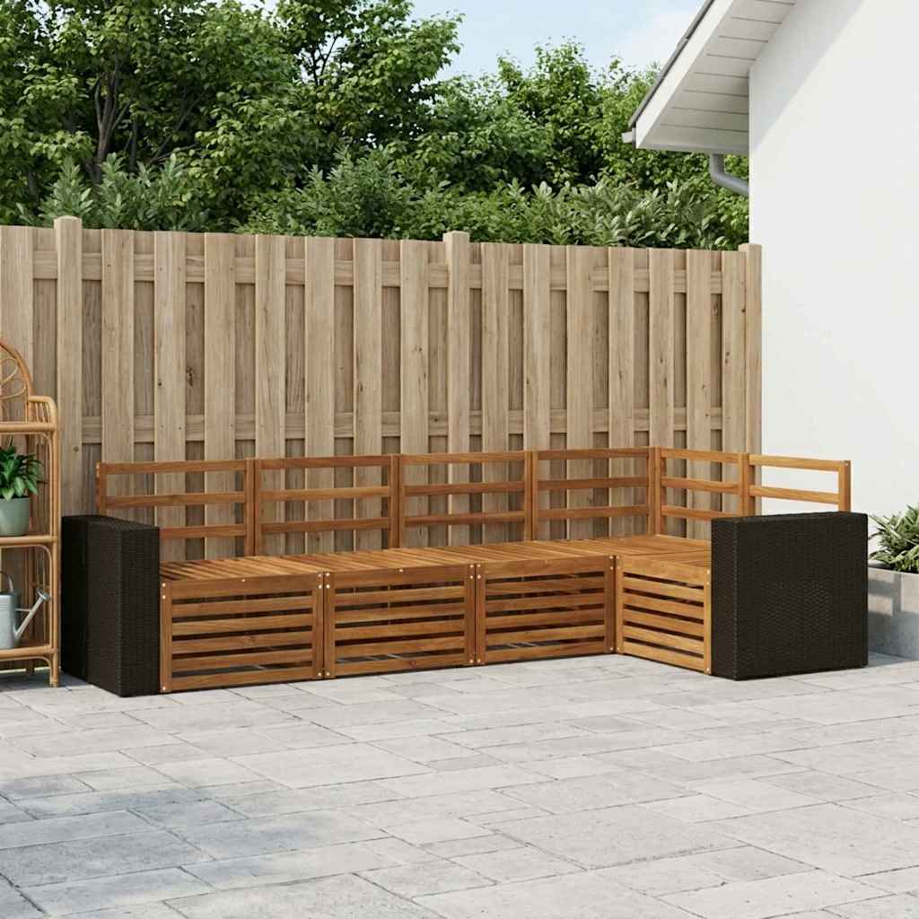 vidaXL Ecksofa Set 5 pcs Natur Massivholz Akazie