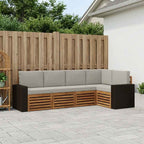 vidaXL Ecksofa Set 5 pcs Natürlich und Hellgrau Massivholz Akazie