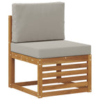 vidaXL Ecksofa Set 5 pcs Natürlich und Hellgrau Massivholz Akazie