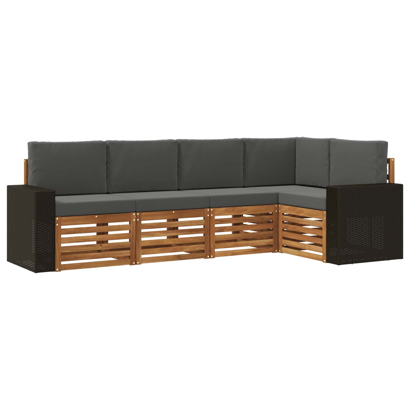 vidaXL Ecksofa Set 5 pcs Natur und Anthrazit Massivholz Akazie