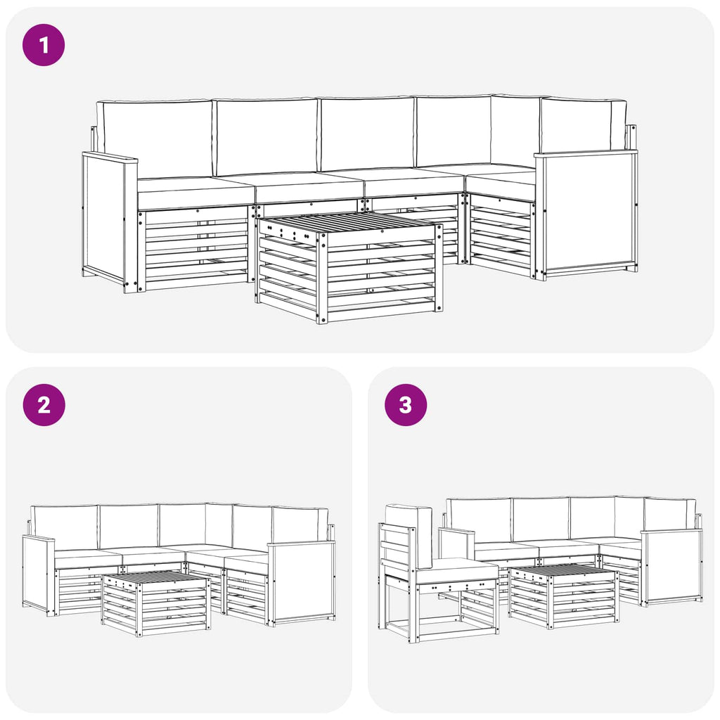 vidaXL Ecksofa Set mit Kissen 5 pcs Natur und Creme