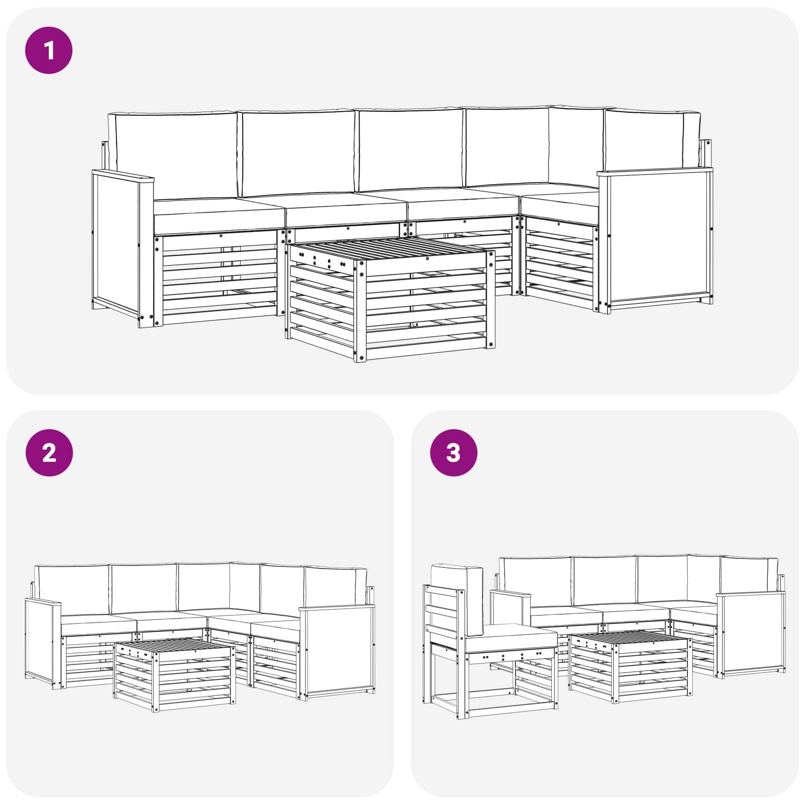 vidaXL Ecksofa Set mit Kissen 5 pcs Natur und Creme