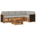 vidaXL Ecksofa Set mit Kissen 5 pcs Natürlich und Hellgrau