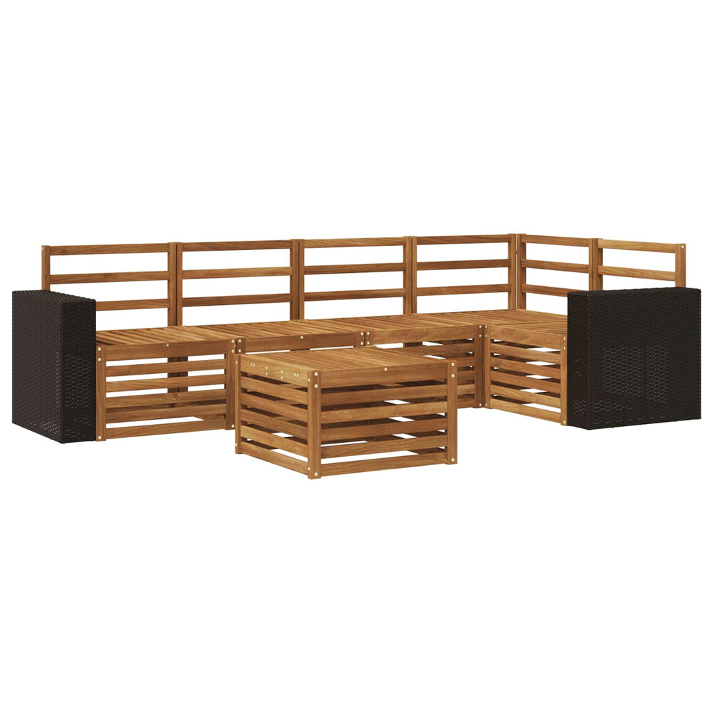 vidaXL Ecksofa Set 6 pcs Natur Massivholz Akazie