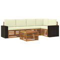 vidaXL Ecksofa Set mit Kissen 6 pcs Natur und Creme Massivholz Akazie