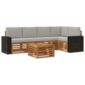 vidaXL Ecksofa Set 6 pcs Natürlich und Hellgrau Massivholz Akazie