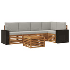vidaXL Ecksofa Set 6 pcs Natürlich und Hellgrau Massivholz Akazie
