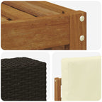 vidaXL Ecksofa Set mit Kissen 7 pcs Natur und Creme Massivholz Akazie