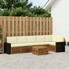 vidaXL Ecksofa Set mit Kissen 7 pcs Natur und Creme Massivholz Akazie