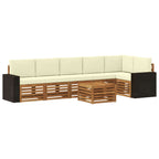 vidaXL Ecksofa Set mit Kissen 7 pcs Natur und Creme Massivholz Akazie