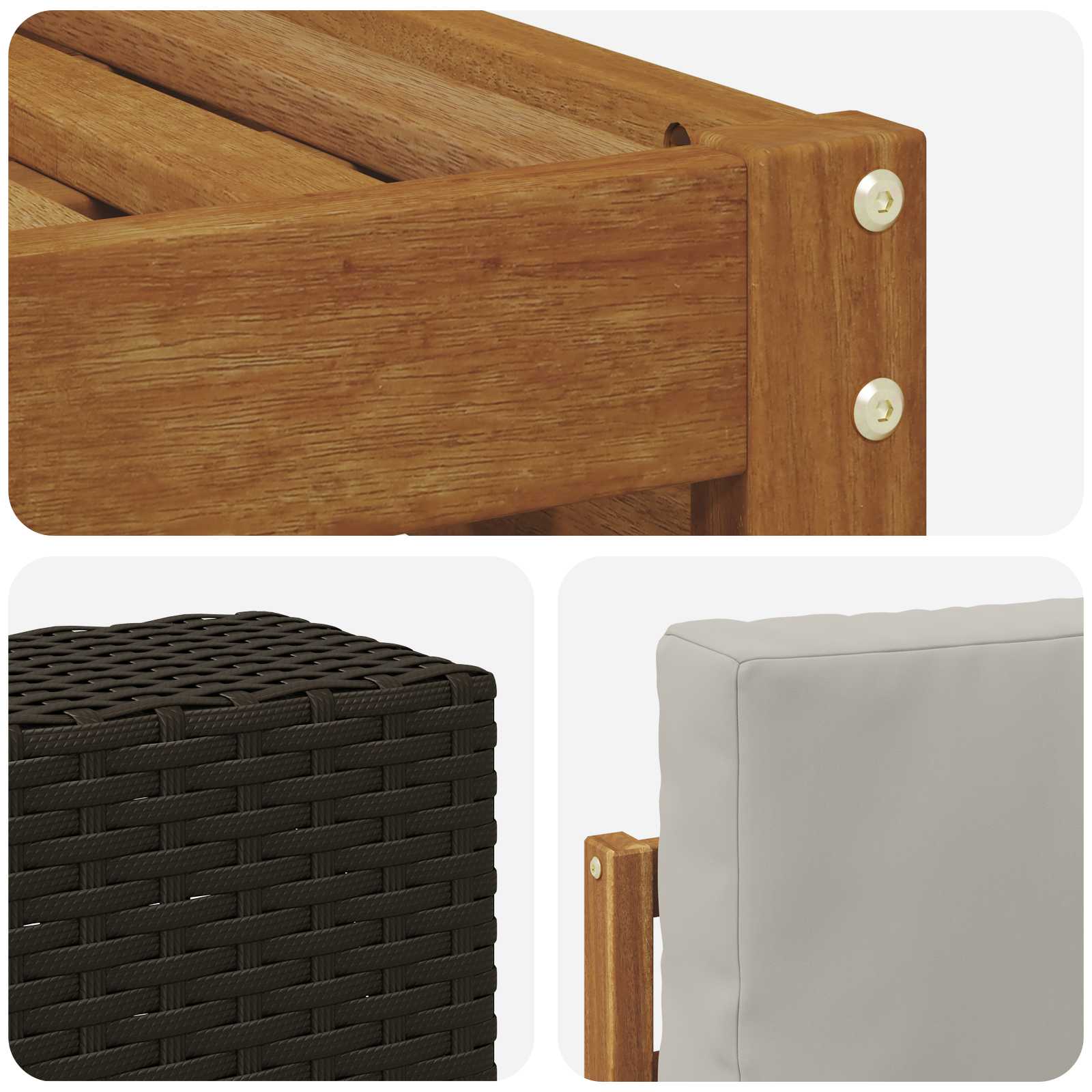 vidaXL Ecksofa Set 7 pcs Natürlich und Hellgrau Massivholz Akazie