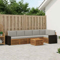 vidaXL Ecksofa Set 7 pcs Natürlich und Hellgrau Massivholz Akazie