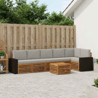 vidaXL Ecksofa Set 7 pcs Natürlich und Hellgrau Massivholz Akazie