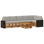 vidaXL Ecksofa Set 7 pcs Natürlich und Hellgrau Massivholz Akazie