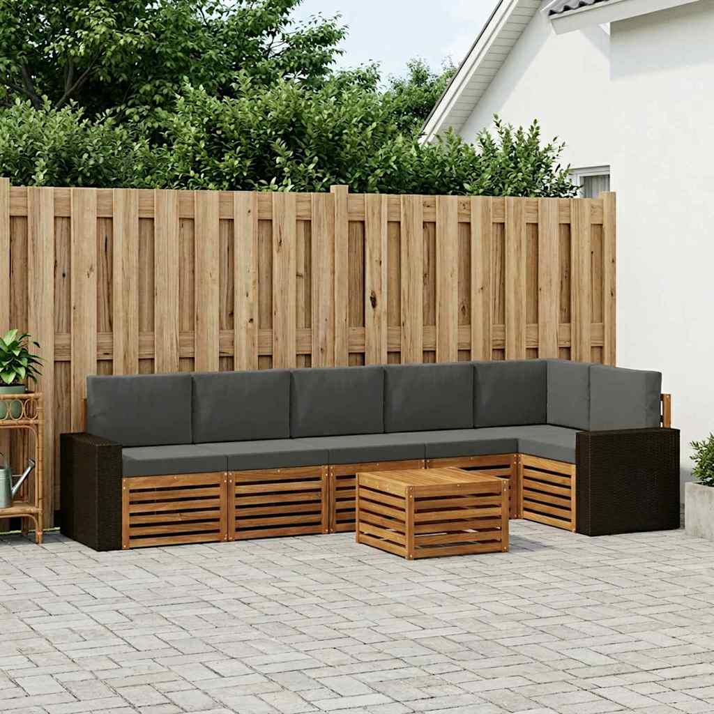 vidaXL Ecksofa Set 7 pcs Natur und Anthrazit Massivholz Akazie