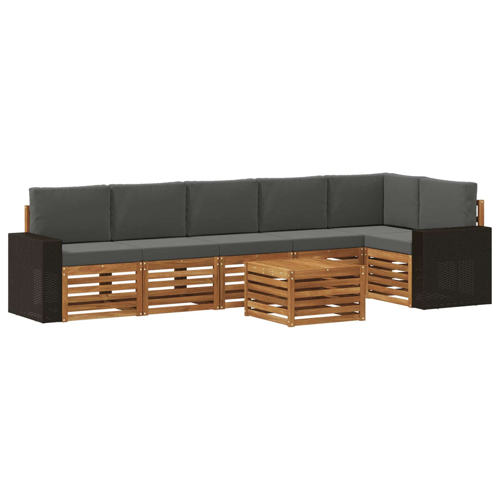 vidaXL Ecksofa Set 7 pcs Natur und Anthrazit Massivholz Akazie