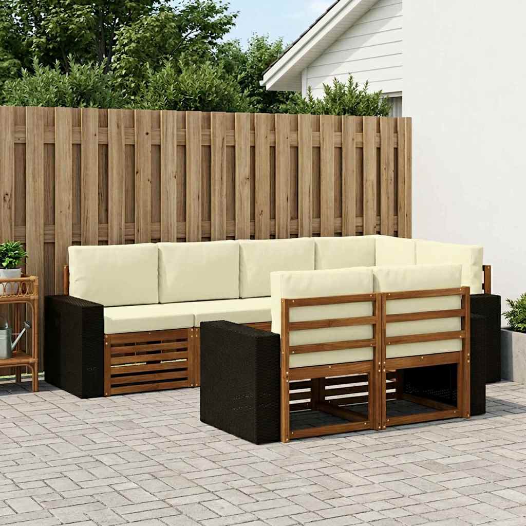 vidaXL Ecksofa Set mit Kissen 7 pcs Natur und Creme