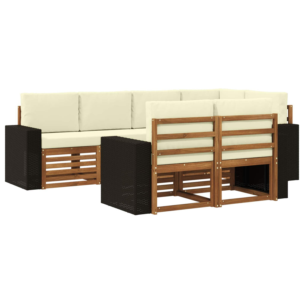 vidaXL Ecksofa Set mit Kissen 7 pcs Natur und Creme
