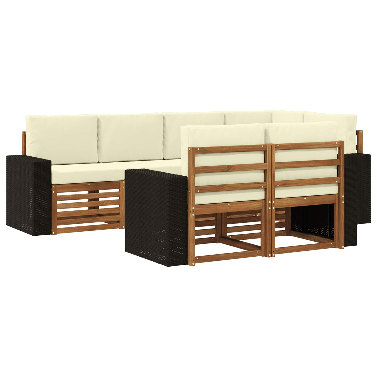 vidaXL Ecksofa Set mit Kissen 7 pcs Natur und Creme