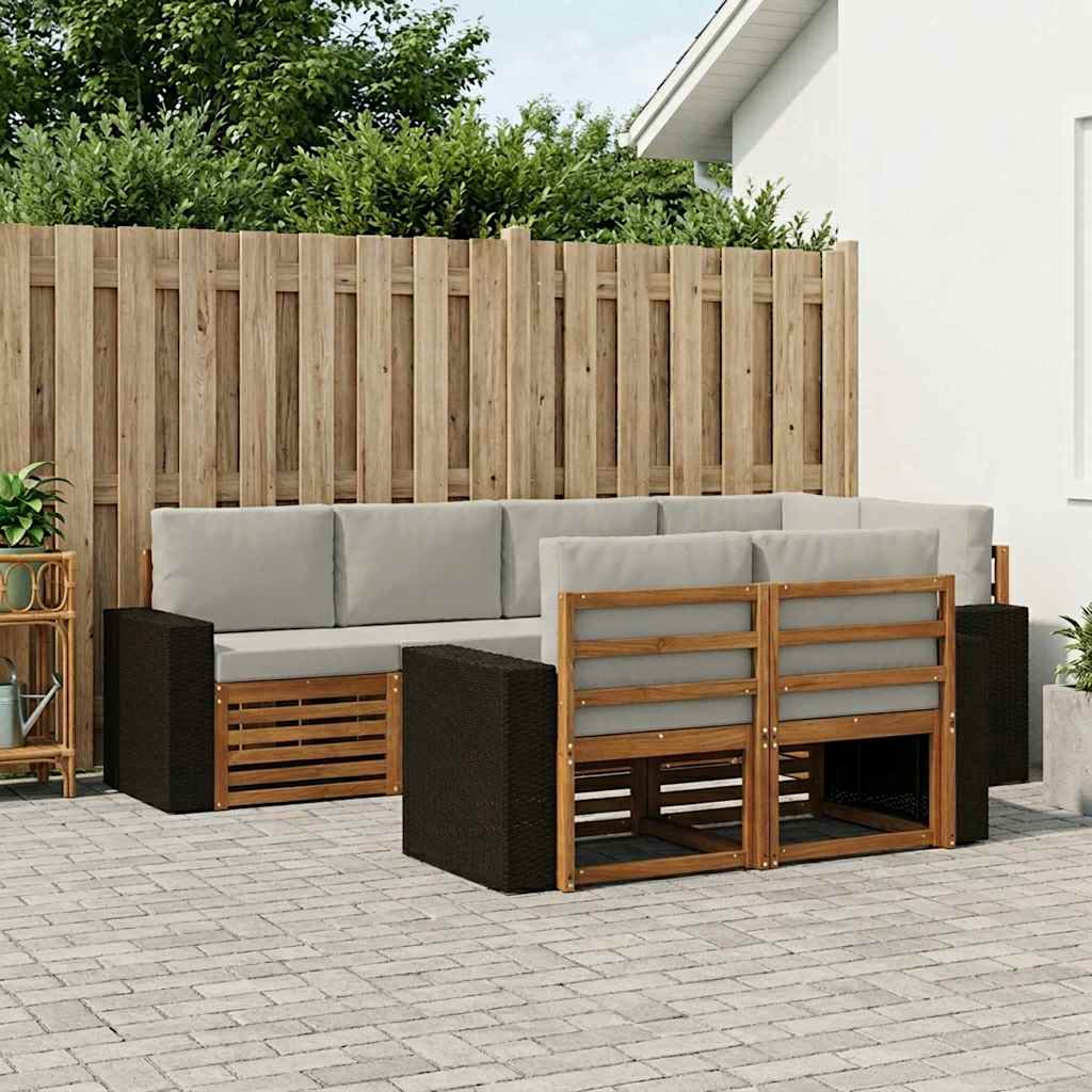vidaXL Ecksofa Set mit Kissen 7 pcs Natürlich und Hellgrau