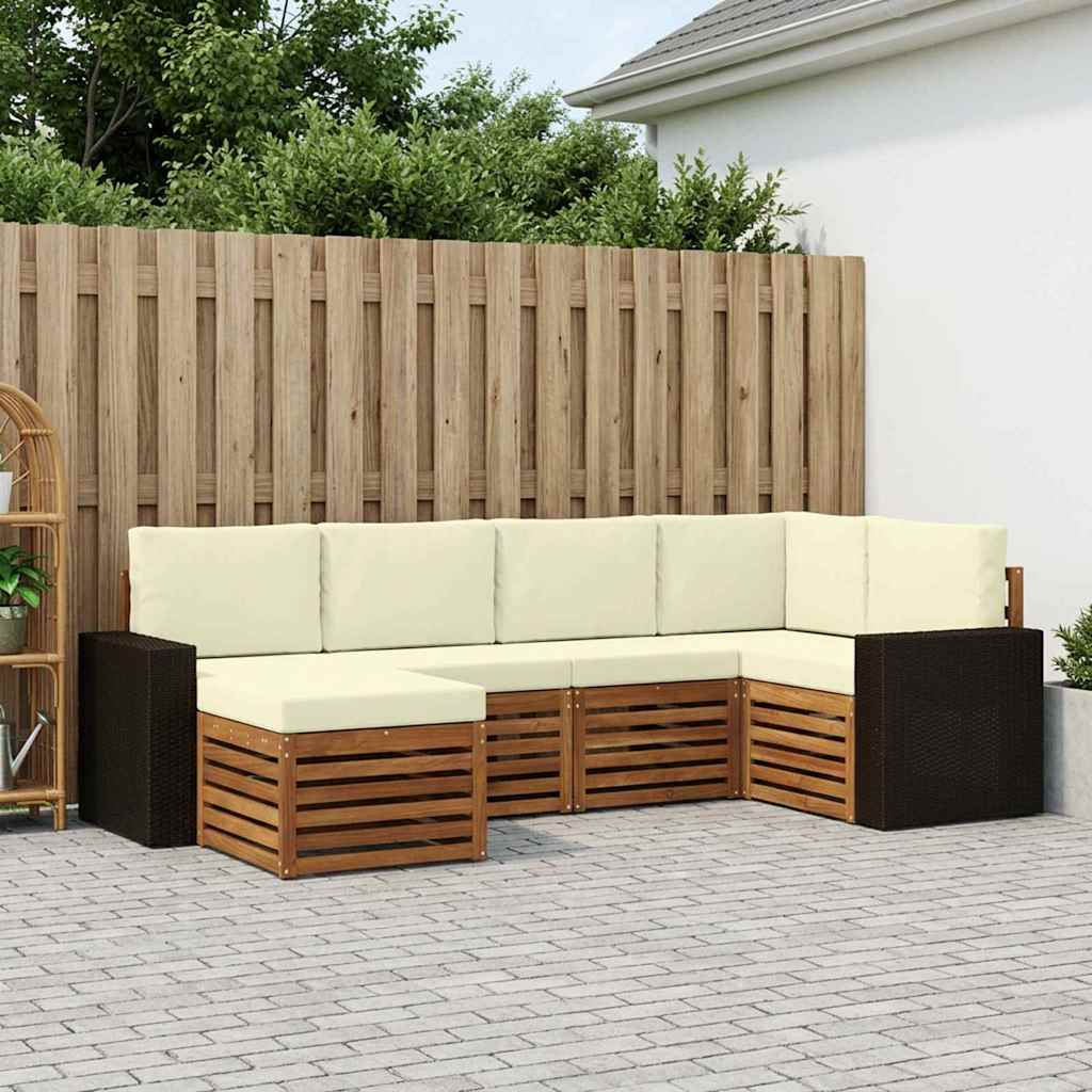 vidaXL Ecksofa Set mit Kissen 6 pcs Natur und Creme