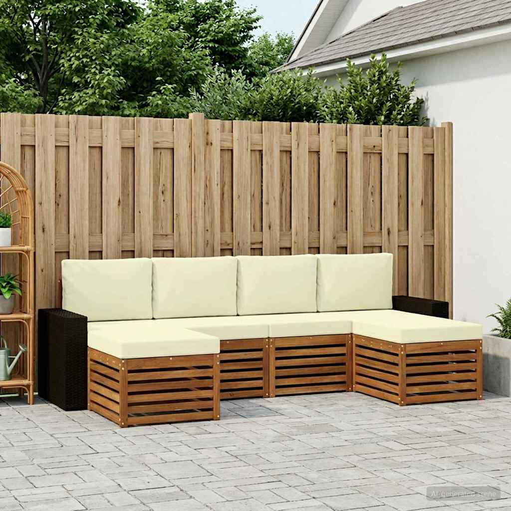 vidaXL Sofagarnituren 6 pcs Natur und Creme Massivholz Akazie