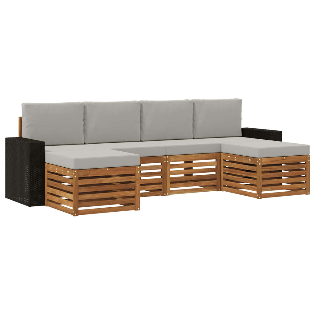 vidaXL Sofagarnituren 6 pcs Natürlich und Hellgrau Massivholz Akazie